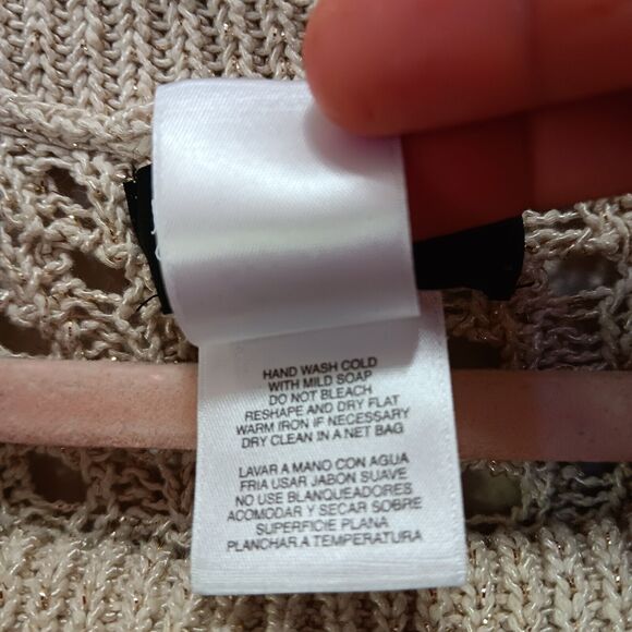 Jones New York Net Blouse Size Medium Cowl Neck Short Sleeve Metallic Brown - Picture 4 of 12